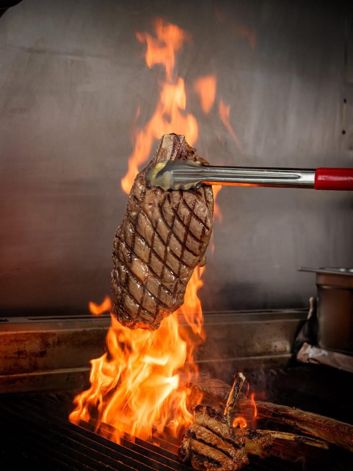 Steak, over the fire